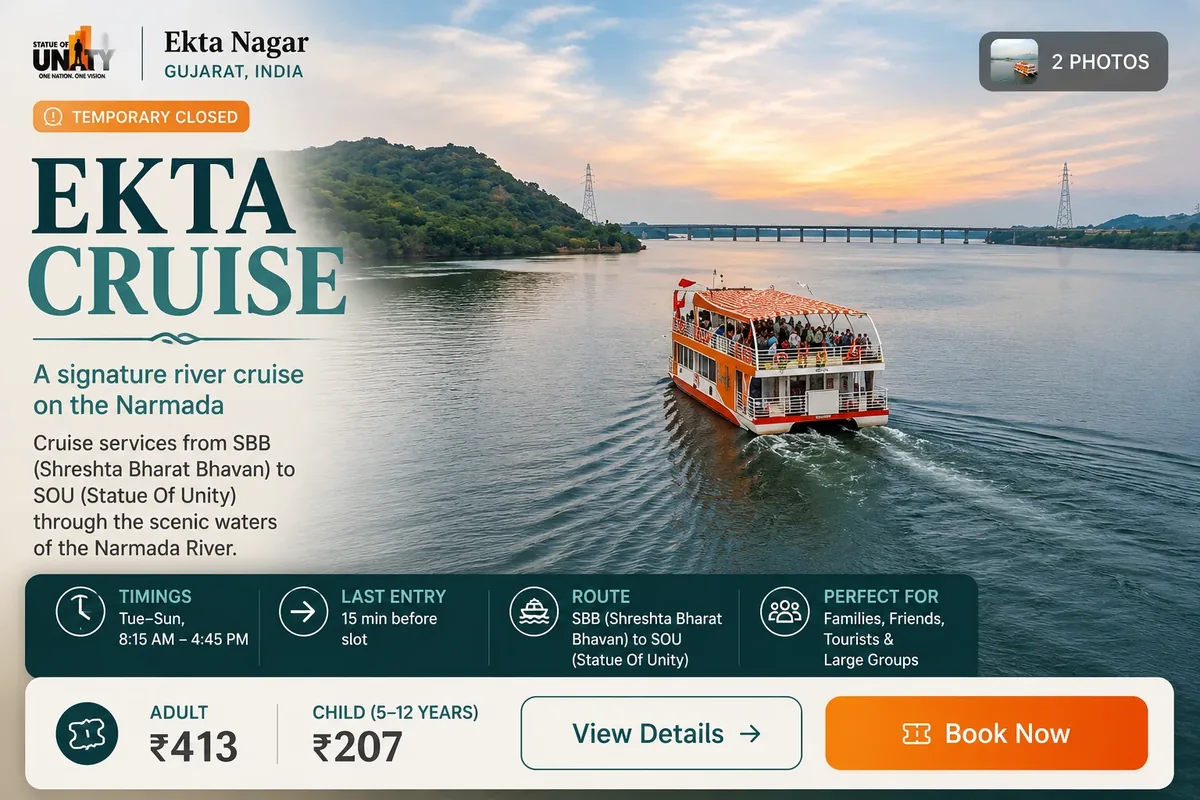 Ekta Cruise at Statue of Unity — key info at a glance