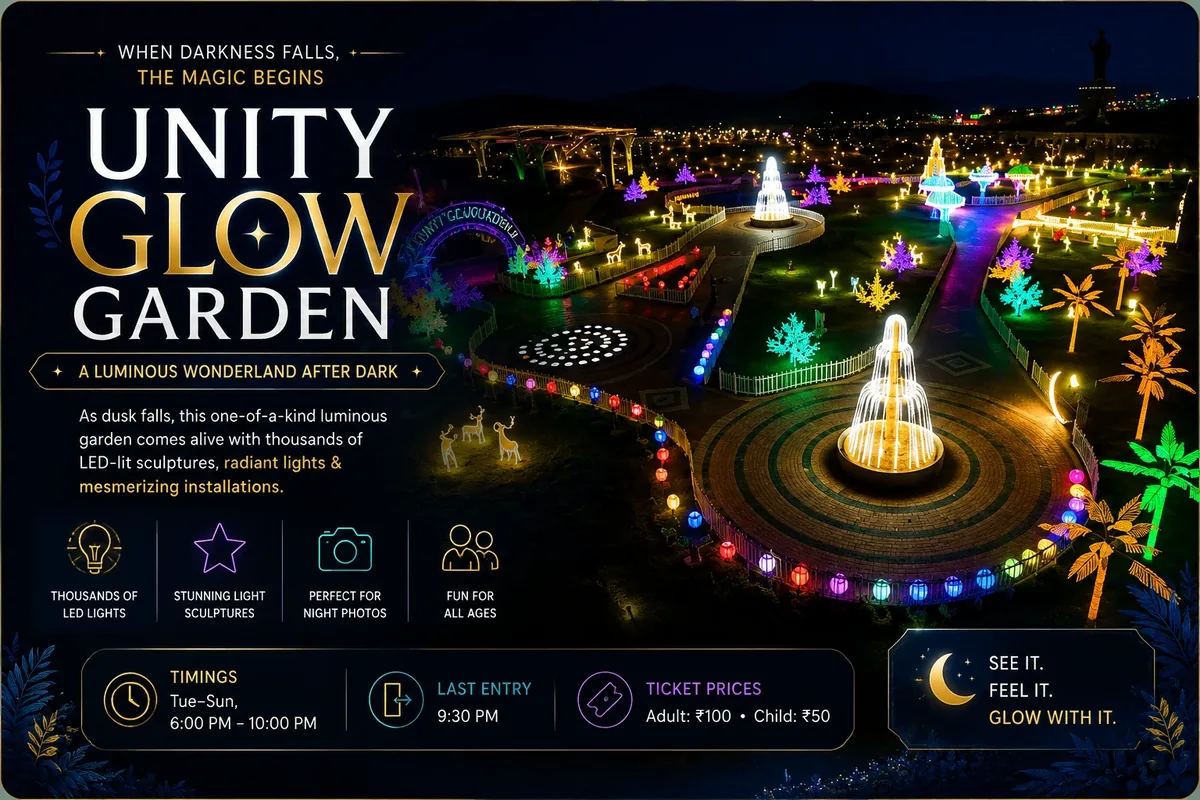 Unity Glow Garden at Statue of Unity — key info at a glance