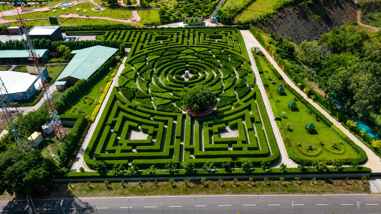 Maze Garden hedge maze at Statue of Unity, Kevadia