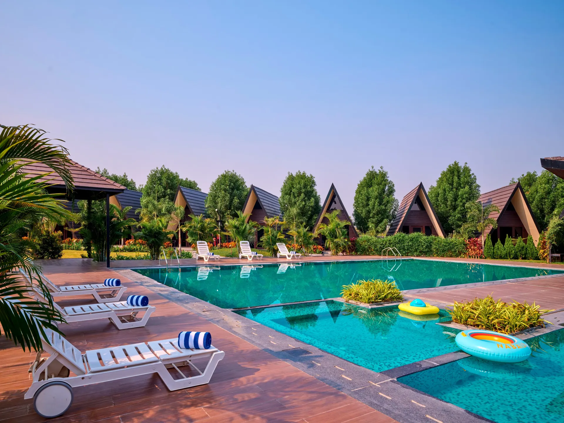 Swimming pool with kids section at Regenta Resort Vindhyachal, Kevadia
